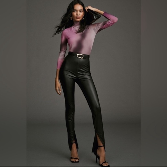 BRAND NEW Anthropologie Avec Les Filles High-Waisted Faux Leather Slit Leggings - Picture 8 of 8